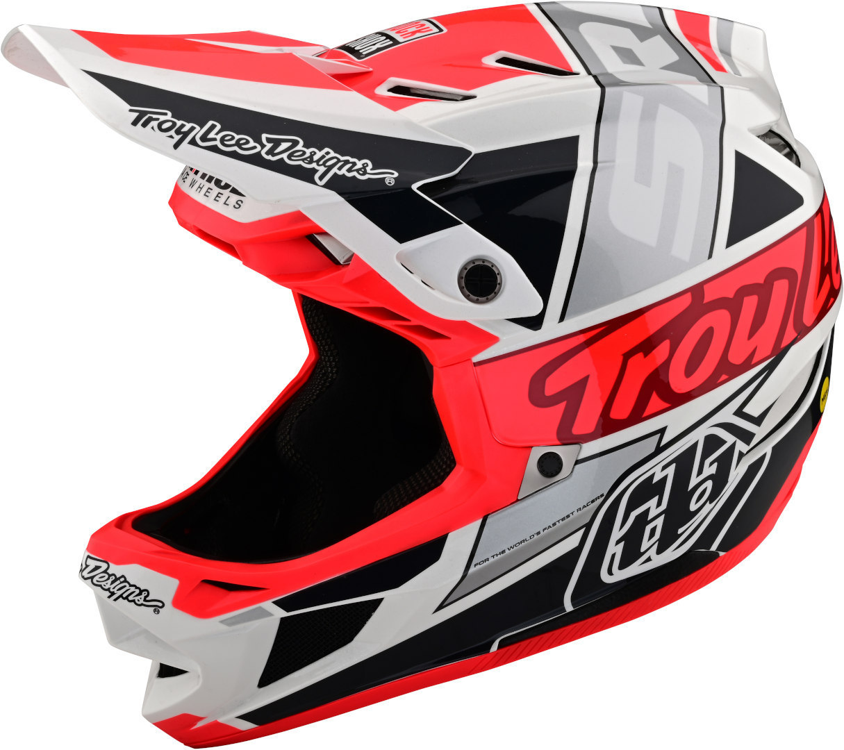 Troy Lee Designs D4 Composite SRAM Casco da discesa, bianco-rosso, dimensione M