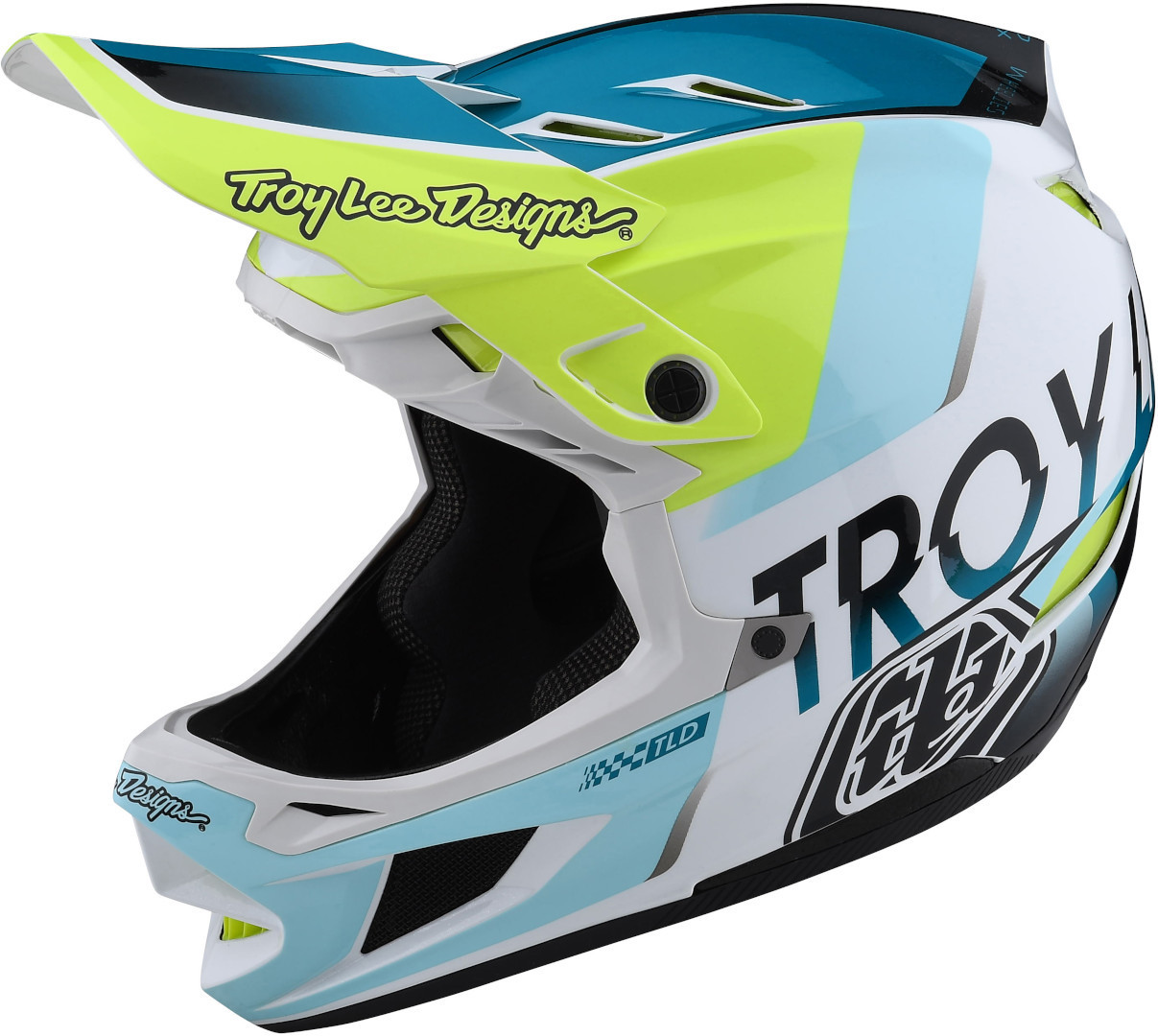 Troy Lee Designs D4 Composite Qualifier Casco da discesa, bianco-verde, dimensione M
