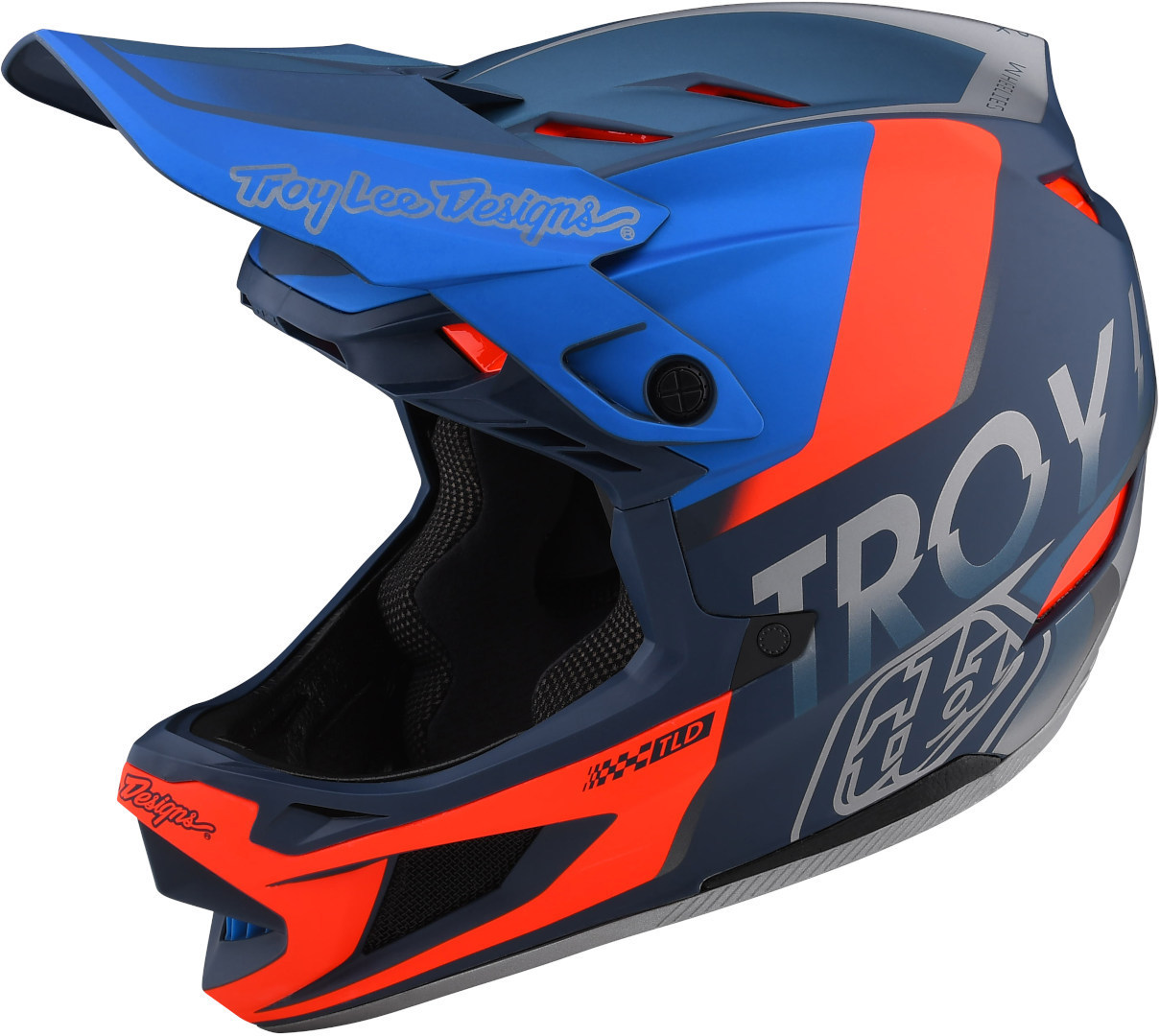 Troy Lee Designs D4 Composite Qualifier Casco da discesa, rosso-blu, dimensione XS