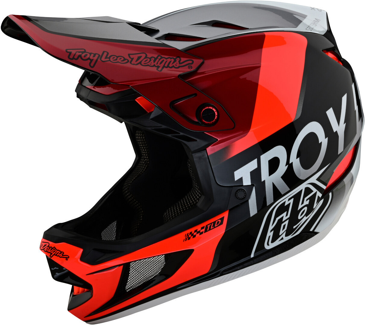Troy Lee Designs D4 Composite Qualifier Downhill Helmet, red-silver, Size M, red-silver, Size M