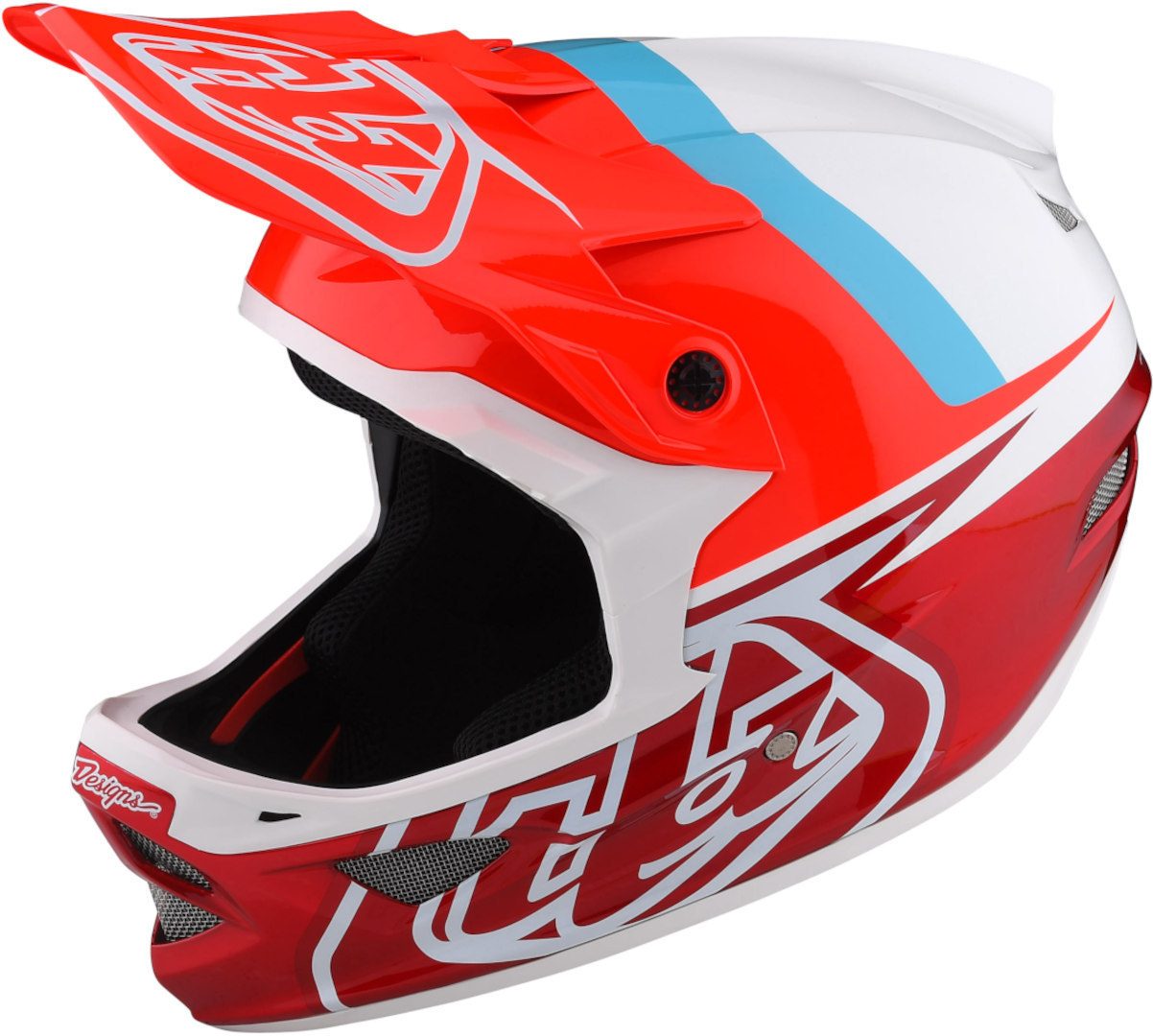 Troy Lee Designs D3 Fiberlite Slant Casco da discesa, bianco-rosso-blu, dimensione XL