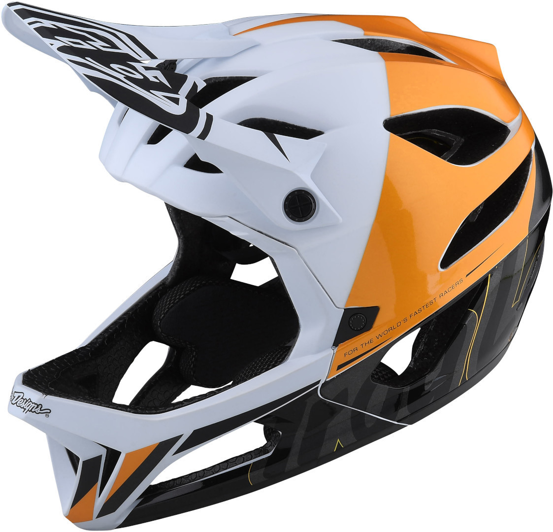 Troy Lee Designs MIPS Stage Nova Casco da discesa, bianco-giallo, dimensione M L