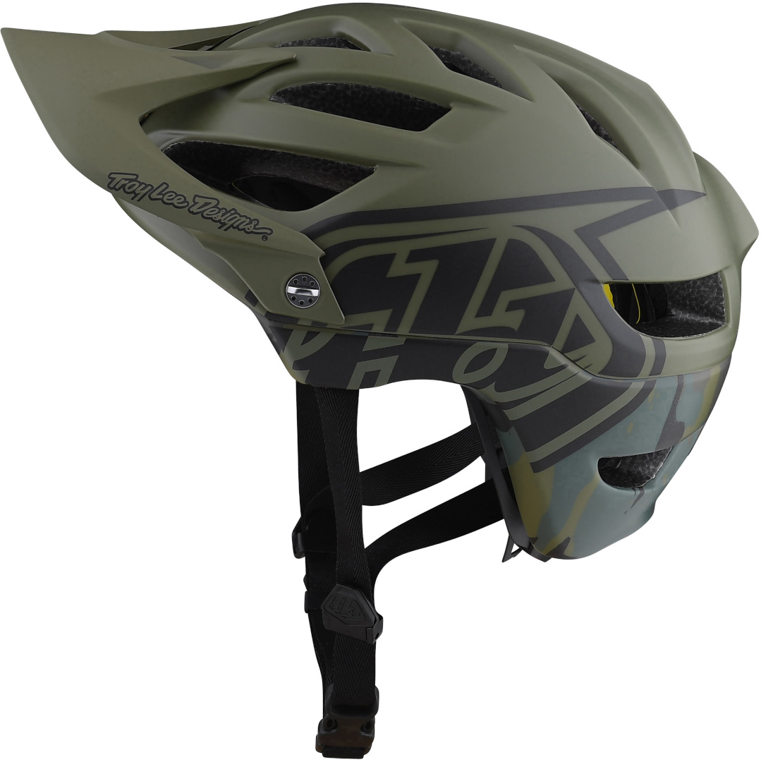 Troy Lee Designs A1 MIPS Camo Youth Bicycle Helmet, green, Size 48 53, green, Size 48 53