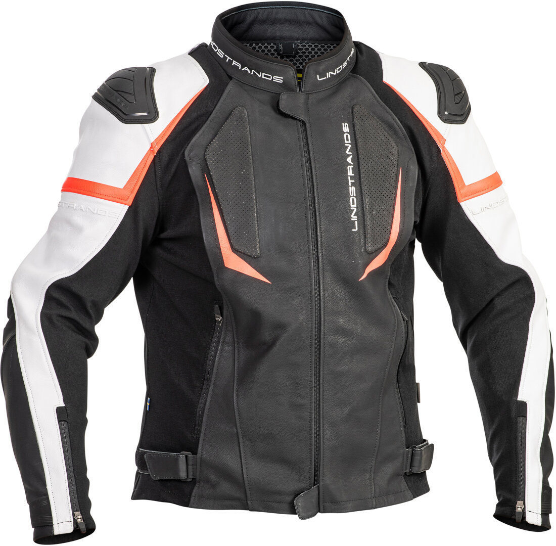 Lindstrands Sanden Veste en cuir de moto, noir-blanc, taille 60 pour Hommes