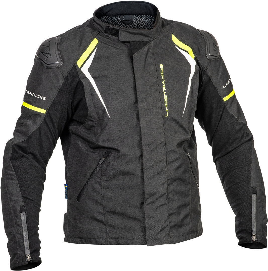 Lindstrands Sandvik veste textile de moto imperméable, noir-jaune, taille 50 pour Hommes