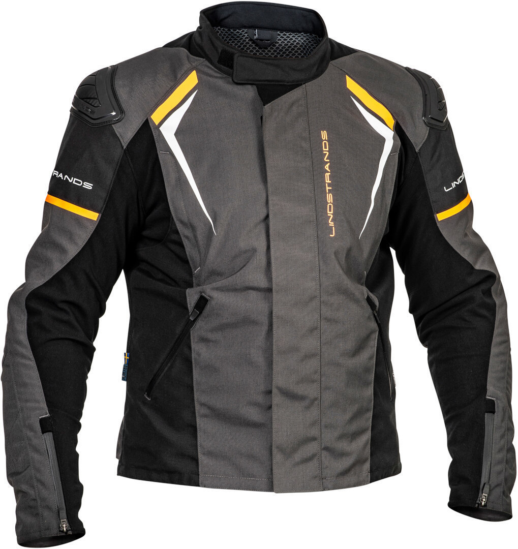 Lindstrands Sandvik veste textile de moto imperméable, noir-orange, taille 46 pour Hommes
