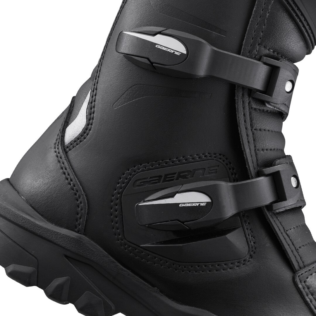 Side view of Gaerne Adventure Aquatech waterproof Motorcycle Boots, black, Size 43 for Men