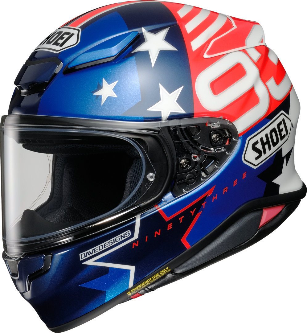 Image of Shoei NXR 2 Marquez American Spirit TC-10 Casco, bianco-rosso-blu, dimensione 2XL