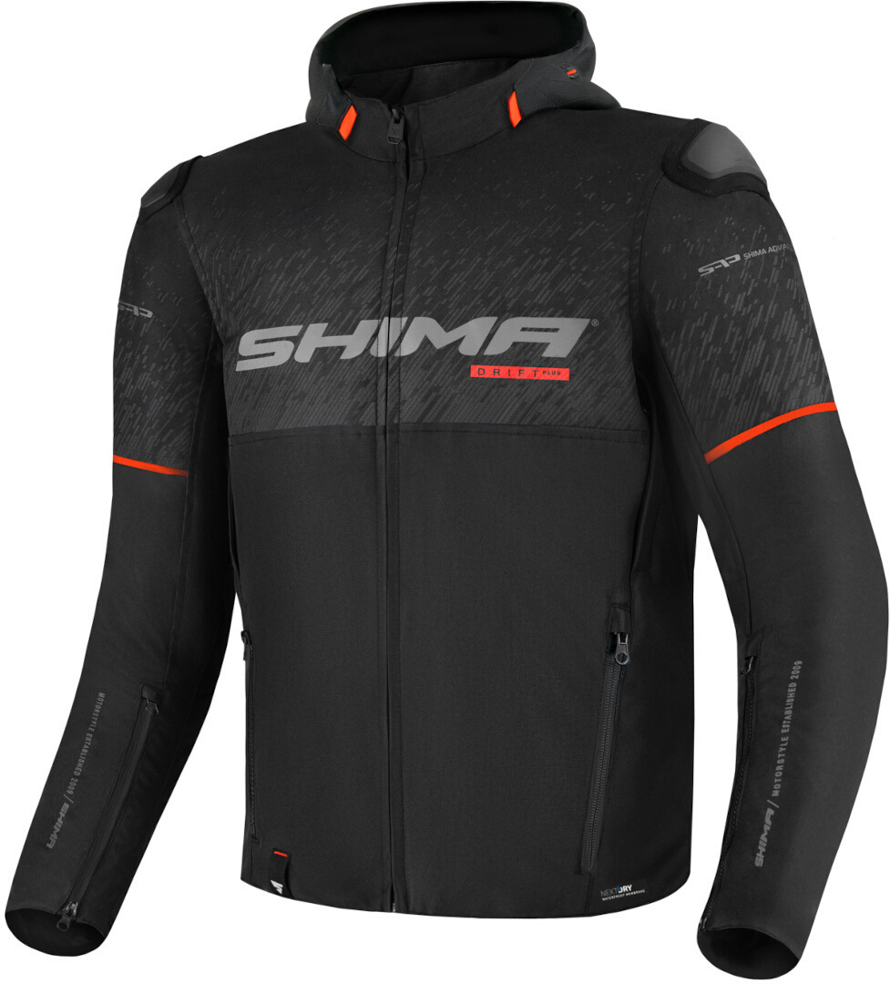 SHIMA Drift+ Waterdichte motorfiets textiel jas, zwart-rood, afmeting S