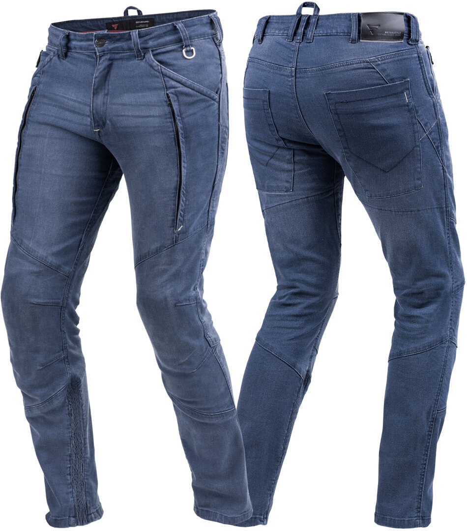 Side view of SHIMA Ghost Motorcycle Jeans, blue, Size 38 for Men