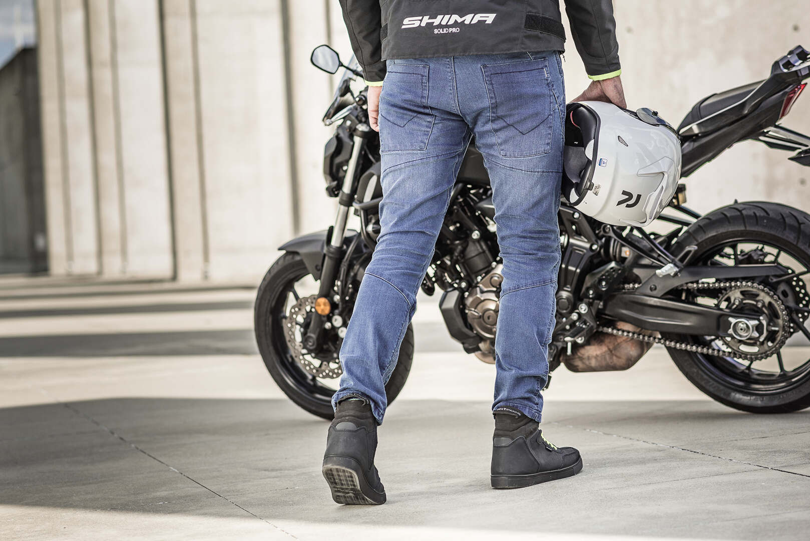 Side view of SHIMA Ghost Motorcycle Jeans, blue, Size 38 for Men