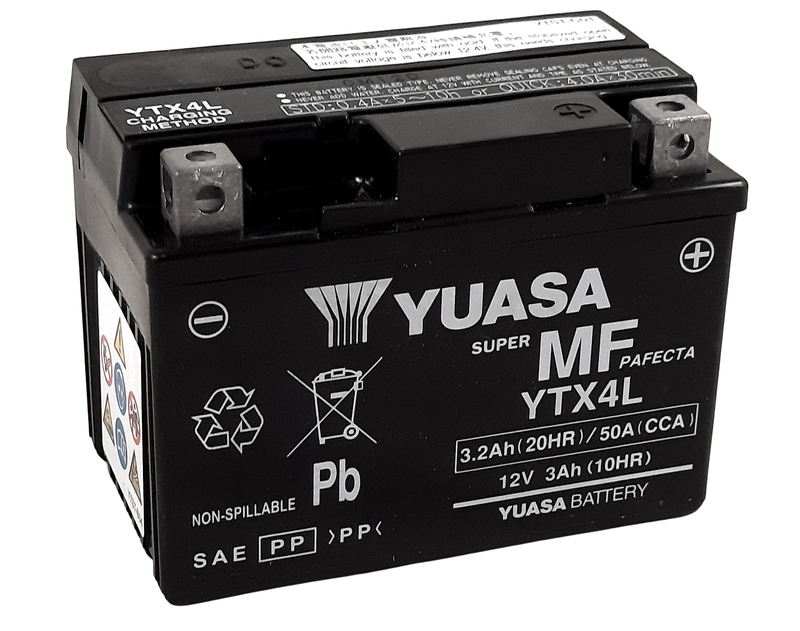 Image of YUASA YUASA BATTERIA YUASA SENZA MANUTENZIONE Attivata in fabbrica - YTX4L FA Batteria esente da manutenzione