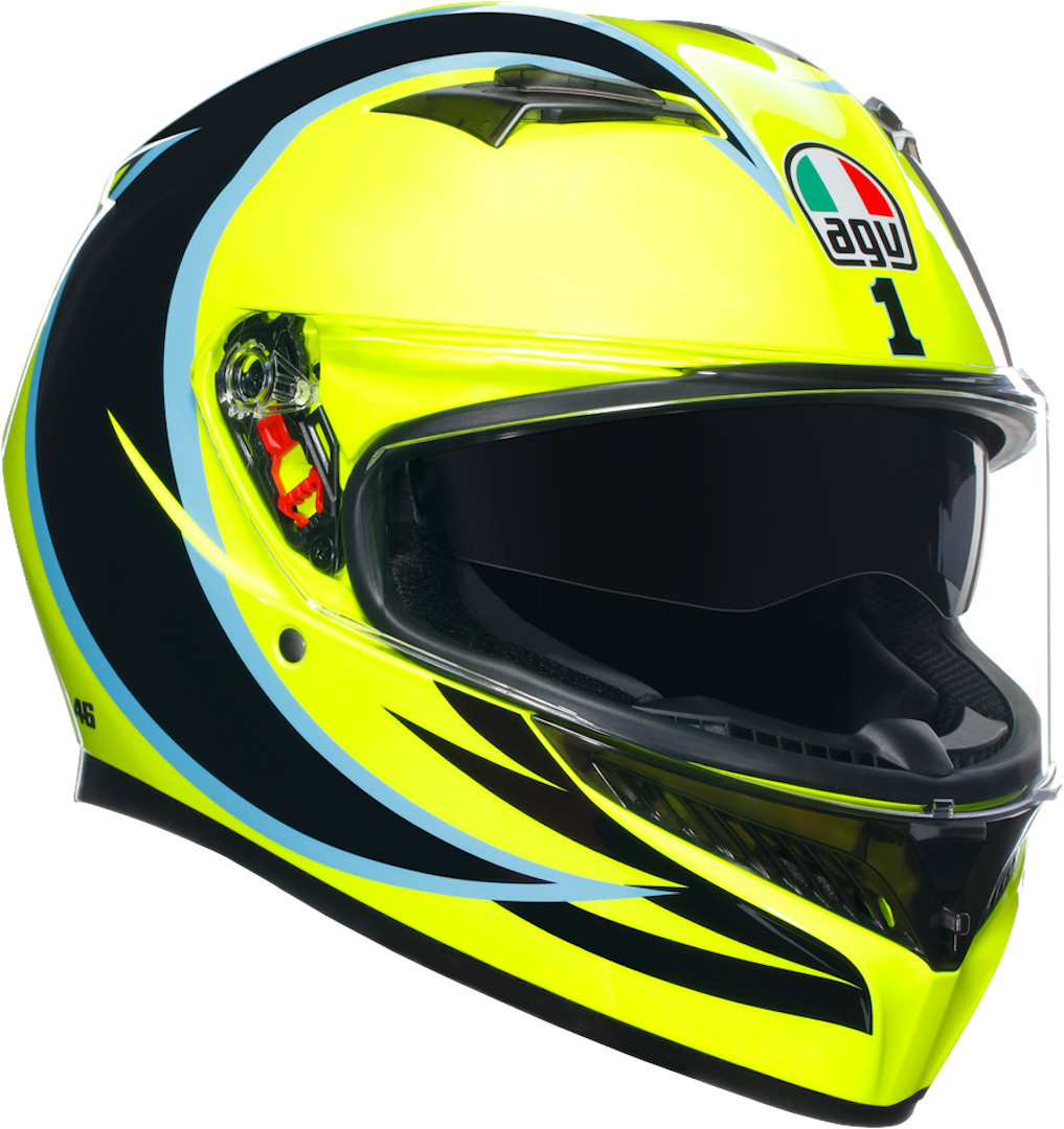 AGV K3 Rossi WT Phillip Island 2005 Helm, zwart-geel, afmeting XS