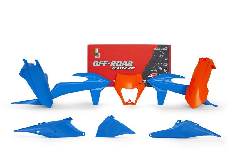 RACETECH Plastic Kit Orange/Blue KTM, blue