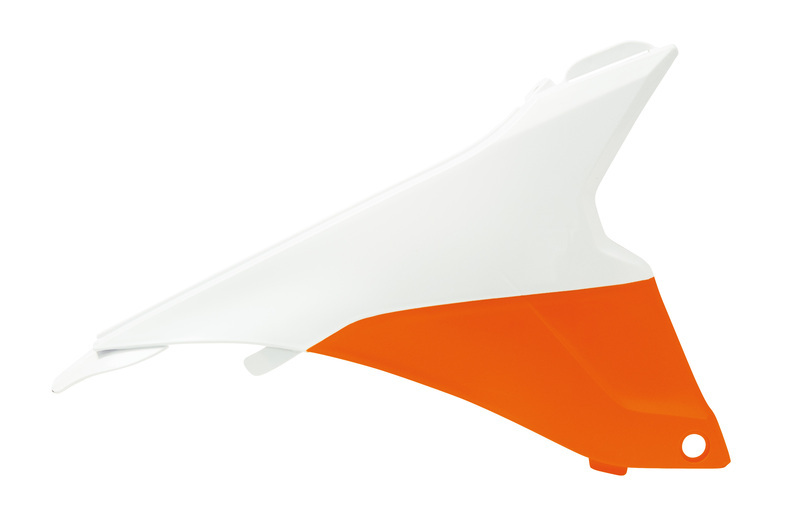 Race Tech Left Air Box Cover White/Orange KTM SX85