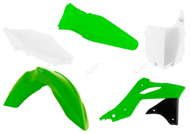 RACETECH Plastic Kit OEM Color (2016) Green/White Kawasaki KX250F, white
