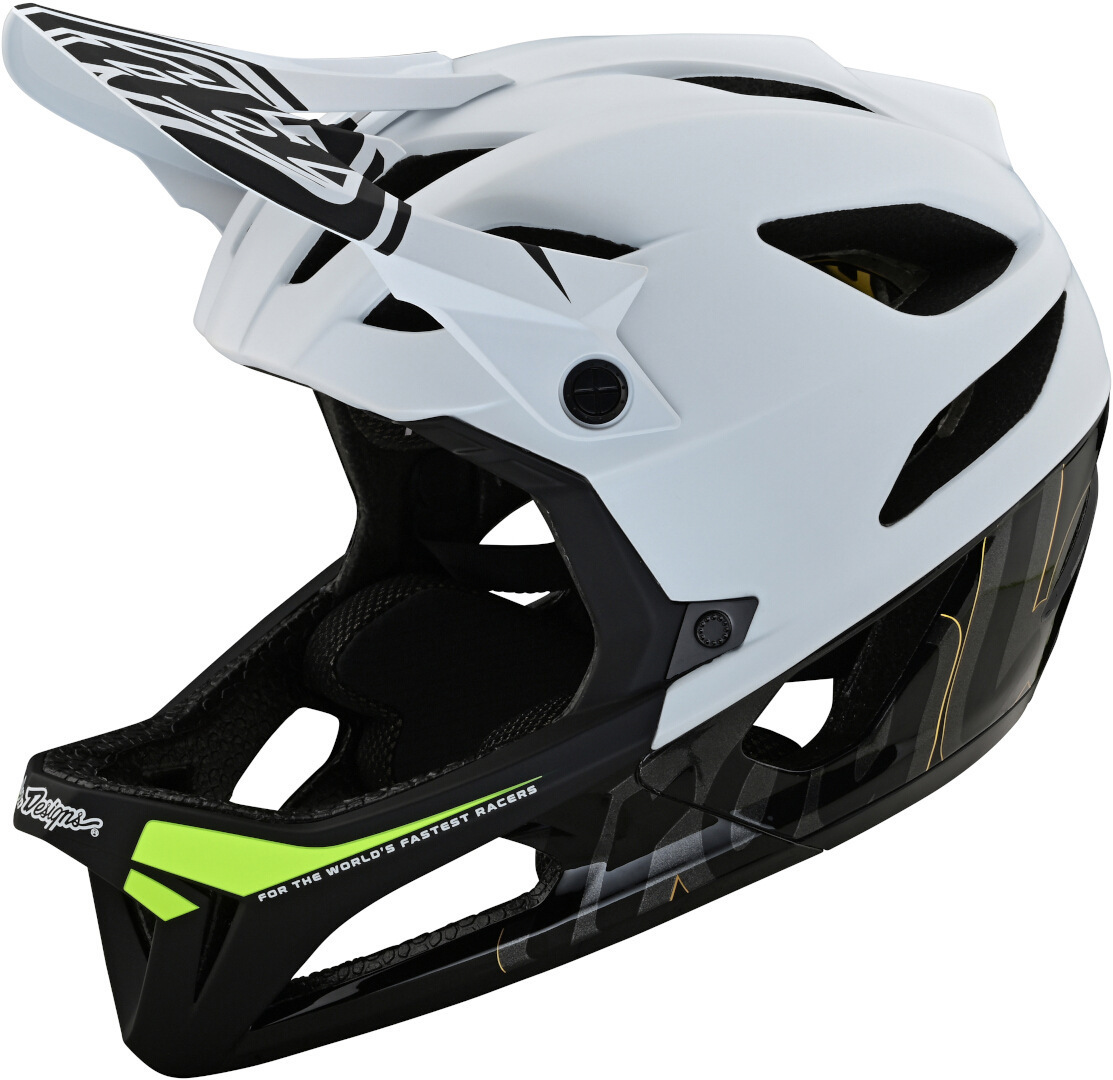 Troy Lee Designs Stage MIPS Signature Casco da discesa, bianco-verde, dimensione XS S
