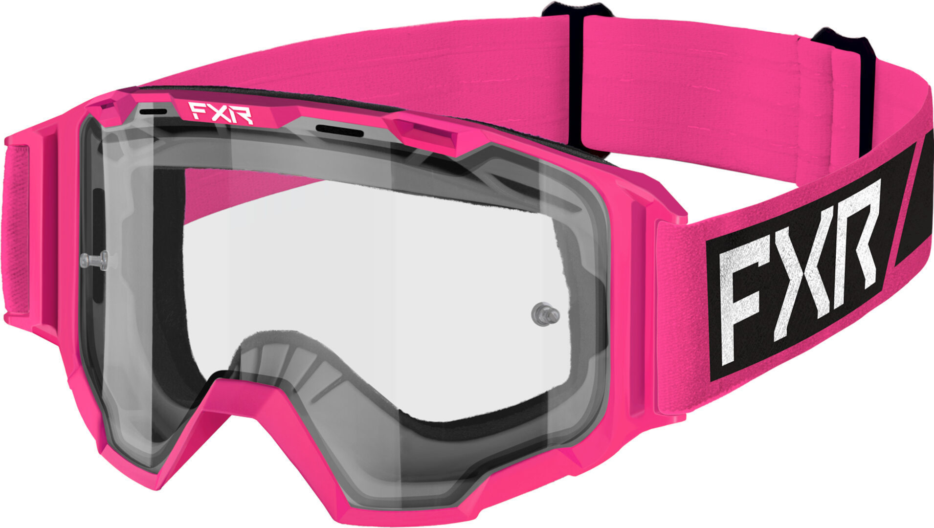 FXR Maverick Clear Youth Motocross Goggles, black-pink, black-pink, Size One Size