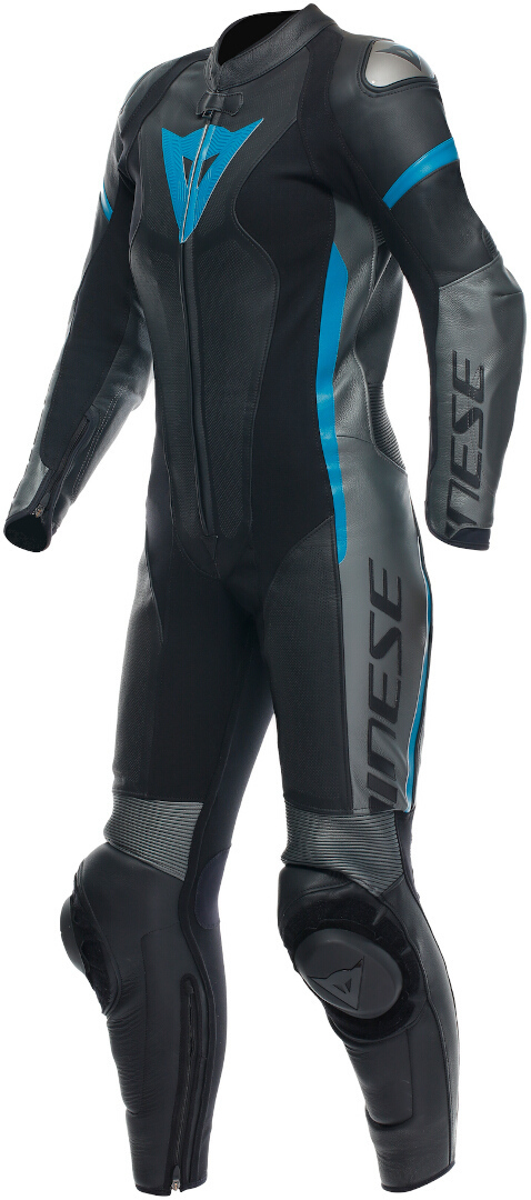 Dainese Grobnik 1-Piece Женский мотоцикл кожаный костюм Черный/серый/синий 52 