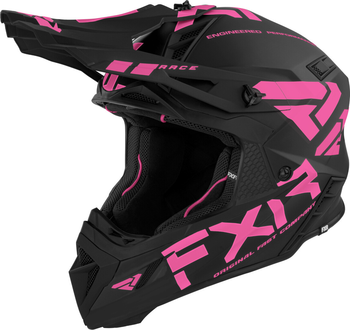 FXR Helium Race Div 2023 Motocross hjelm, sort-pink, størrelse XL