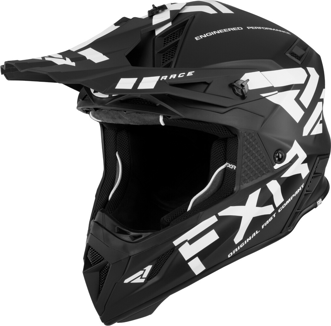 FXR Helium Race Div 2023 Motocross Helmet, black-white, Size S, black-white, Size S