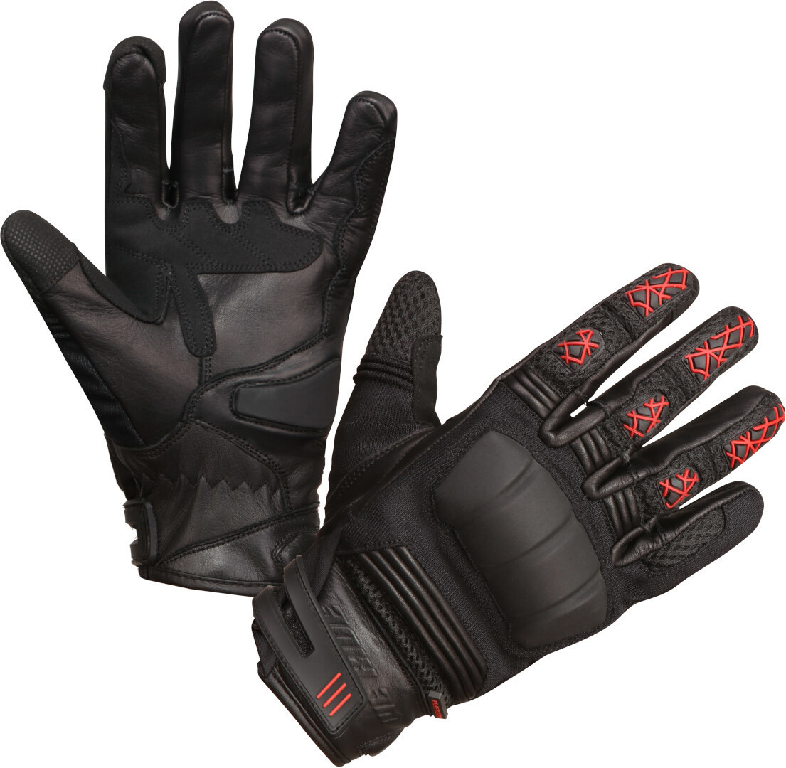 Modeka Ennos Motorcycle Gloves, black-red, Size S M, black-red, Size S M