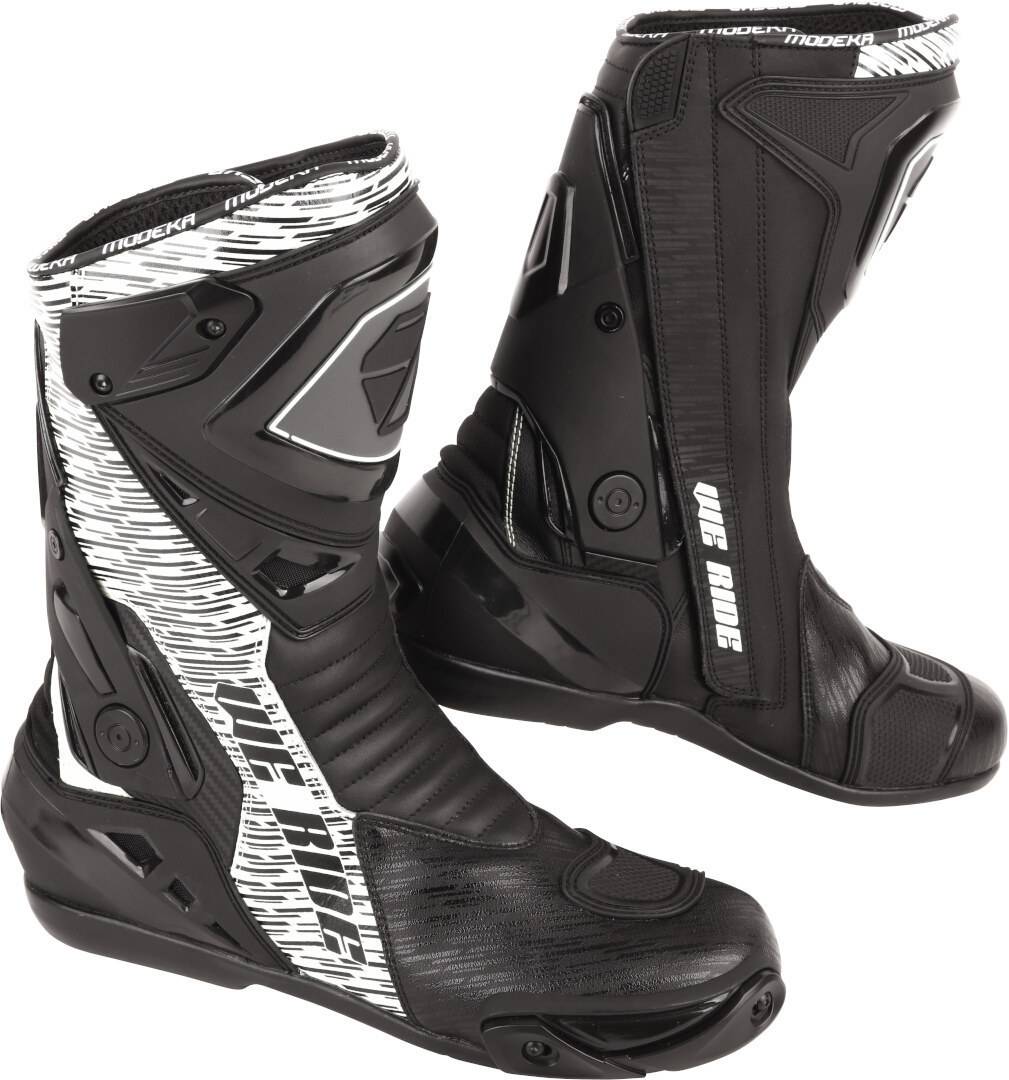Modeka Yron Motorcycle Boot, black-white, Size 40 for Men