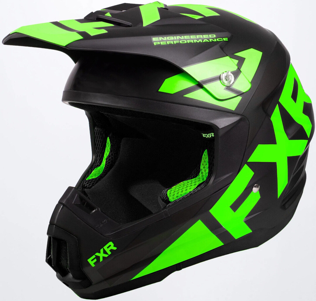 FXR Torque Team Snowmobile Helmet, black-green, Size XS, black-green, Size XS