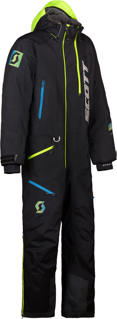 Side view of Scott DS Shell Dryo 2023 One Piece Snowmobile Suit, black-yellow, Size 2XL for Men