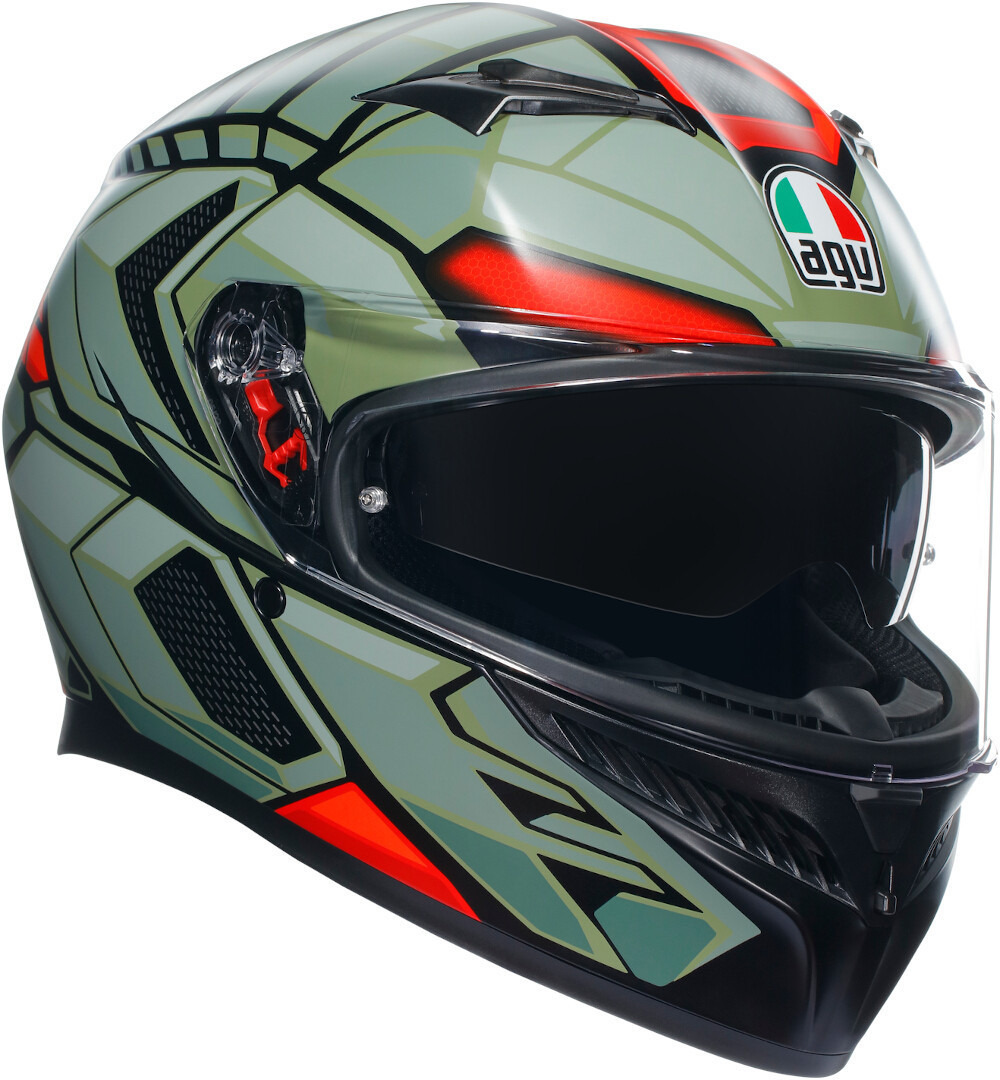 AGV K3 Decept Helm, zwart-rood-groen, afmeting M