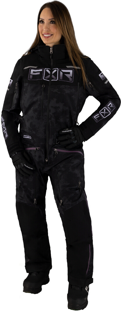 FXR Maverick Lite Ladies One Piece Snowmobile Suit, black-grey, Size 4 for Women, black-grey, Size 4 for Women