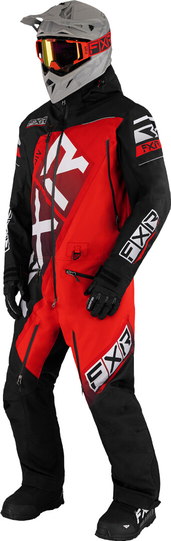 FXR CX F.A.S.T. Insulated 2023 Snöskoterdräkt i ett stycke, svart-vit-röd,  2XL för män
