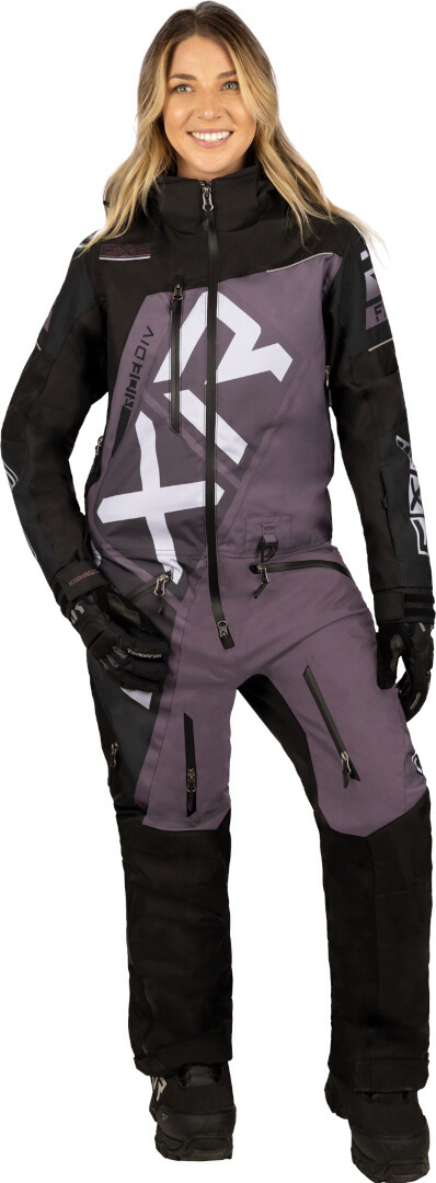 FXR CX Lite 2023 Ladies One Piece Snowmobile Suit, black-grey, Size 2 for Women, black-grey, Size 2 for Women