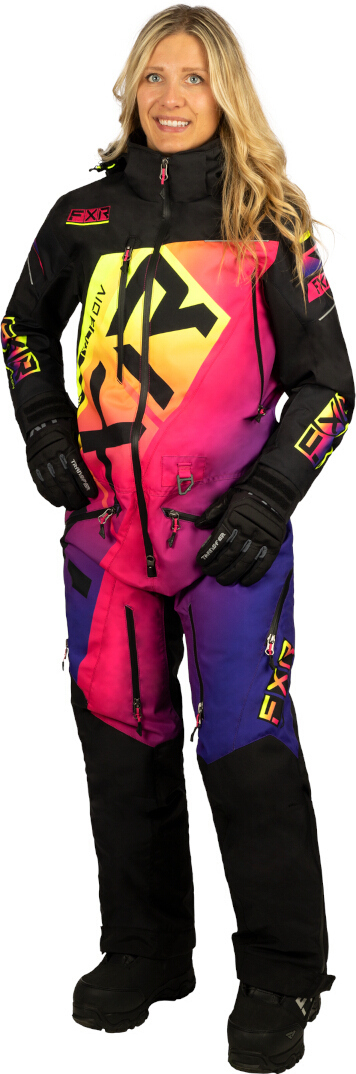 FXR CX Lite 2023 Ladies One Piece Snowmobile Suit, black-multicolored, Size 4 for Women, black-multicolored, Size 4 for Women