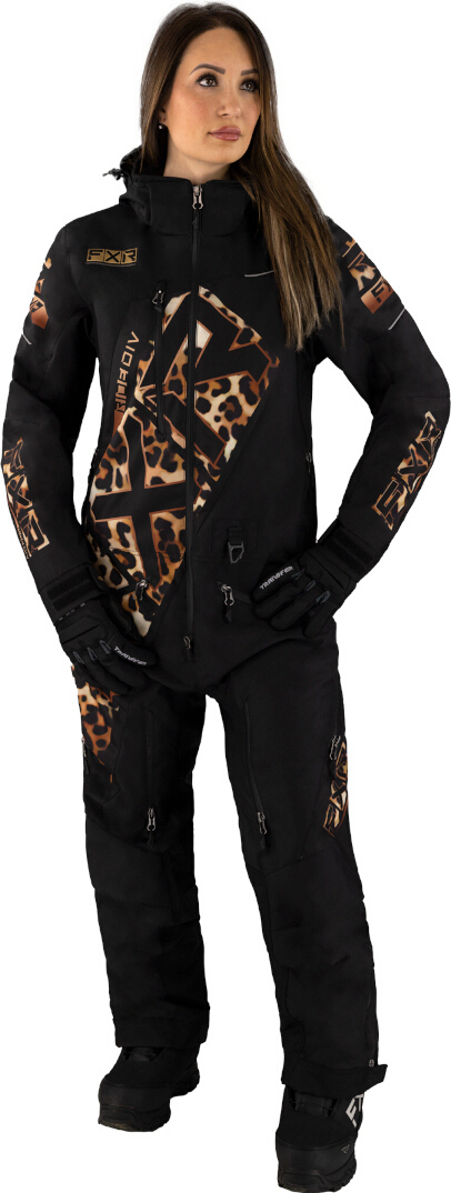 FXR CX Lite 2023 Ladies One Piece Snowmobile Suit, black-brown, Size 10 for Women, black-brown, Size 10 for Women