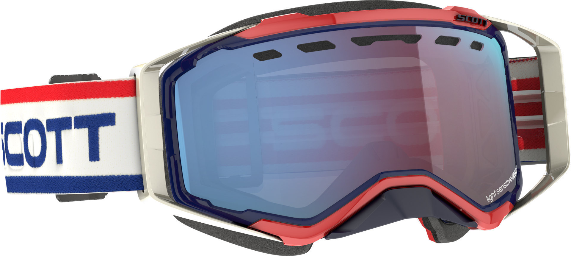 Scott Prospect Light Sensitive Retro Weiß/Blaue Ski Brille, weiss-blau für Männer