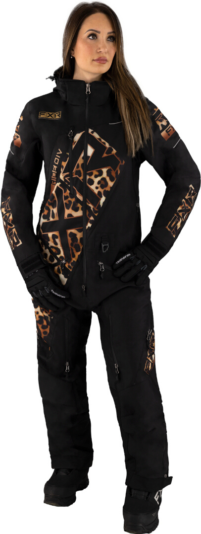 FXR CX F.A.S.T. Insulated 2023 Ladies One Piece Snowmobile Suit, black-brown, Size 6 for Women, black-brown, Size 6 for Women