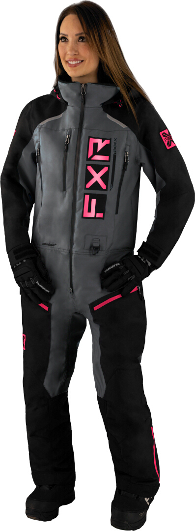 FXR Recruit Lite 2023 Ladies One Piece Snowmobile Suit, black-grey, Size 12 for Women, black-grey, Size 12 for Women