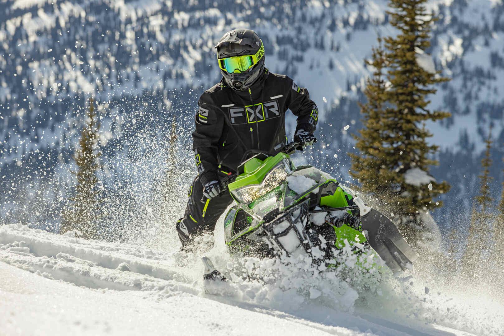 Side view of FXR Maverick 2-in-1 Snowmobile Jacket, black-grey-yellow, Size M for Men