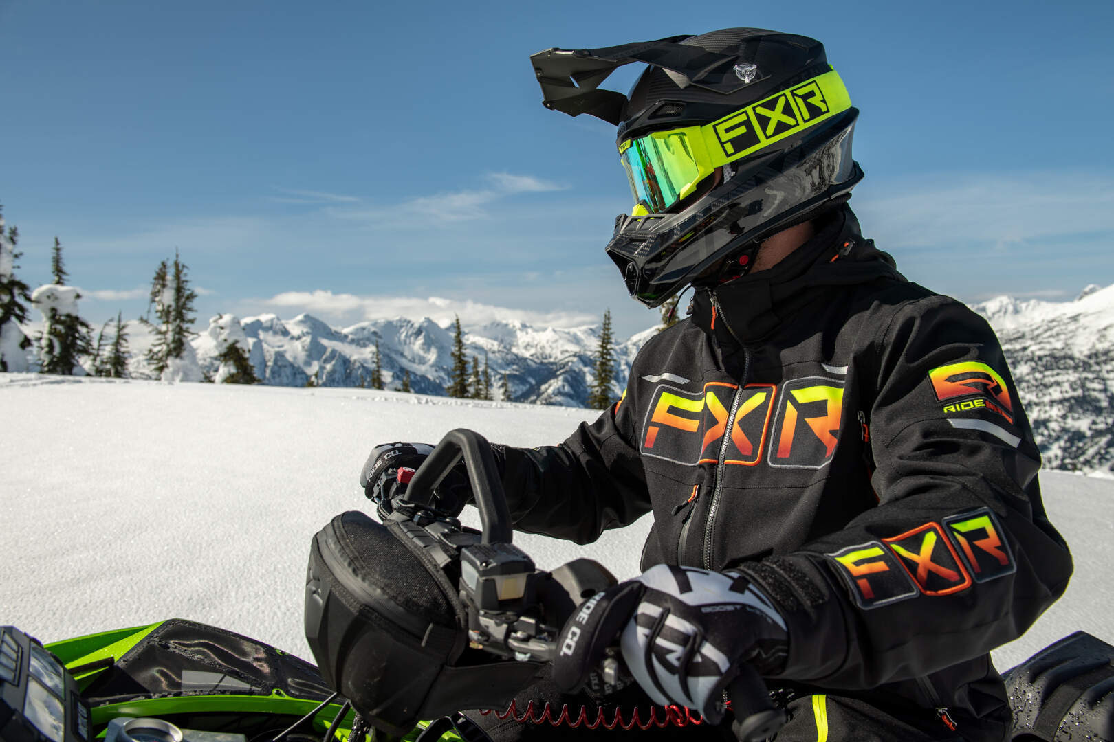 Side view of FXR Maverick 2-in-1 Snowmobile Jacket, black-orange, Size XL for Men