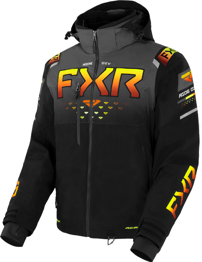 FXR Helium X 2-in-1 2023 Snowmobile Jacket, black-grey-orange, Size S, black-grey-orange, Size S
