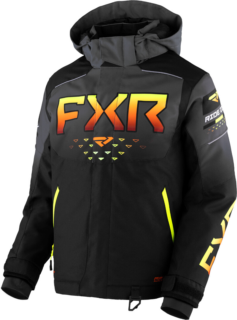 FXR Helium 2023 Youth Snowmobile Jacket, black-grey-orange, Size 36, black-grey-orange, Size 36