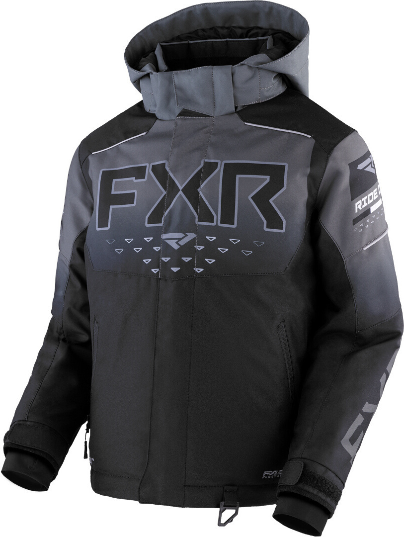 FXR Helium 2023 Youth Snowmobile Jacket, black-grey, Size 36, black-grey, Size 36