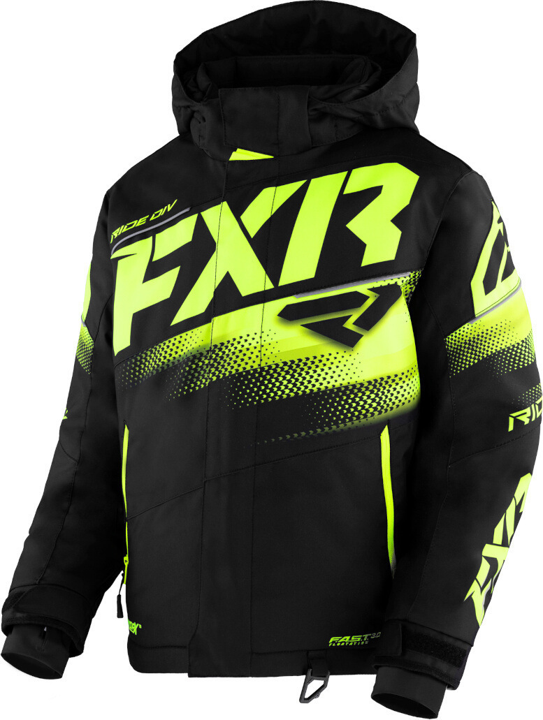 FXR Boost 2023 Youth Snowmobile Jacket, black-yellow, Size 36, black-yellow, Size 36