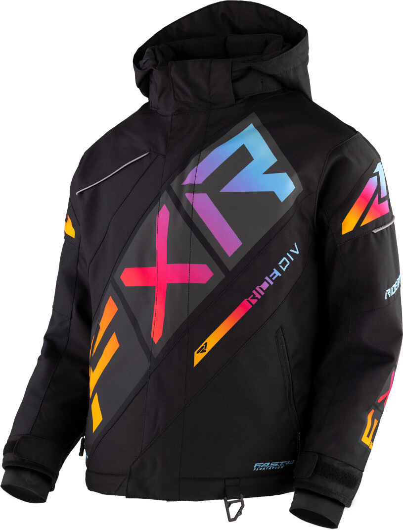 FXR CX 2023 Youth Snowmobile Jacket, black-multicolored, Size 36, black-multicolored, Size 36
