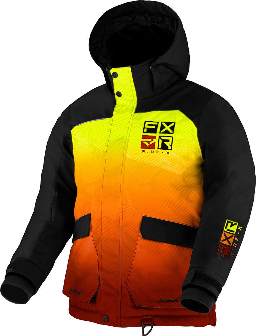 FXR Kicker Youth Snowmobile Jacket, black-orange, Size 36, black-orange, Size 36