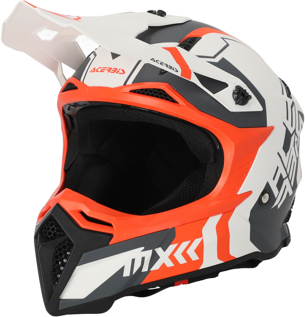 Image of Acerbis Profile 5 Casco Motocross, bianco-arancione, dimensione S