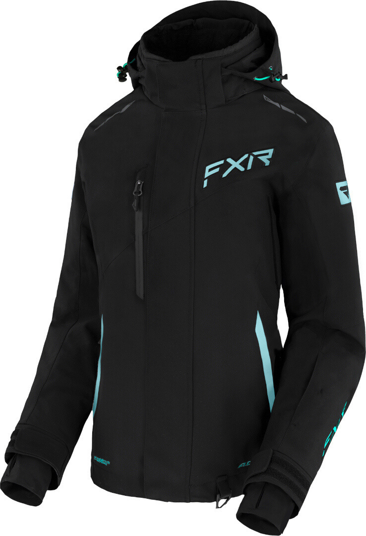 FXR Edge 2-in-1 Ladies Snowmobile Jacket, black-green, Size M for Women-image-185542700