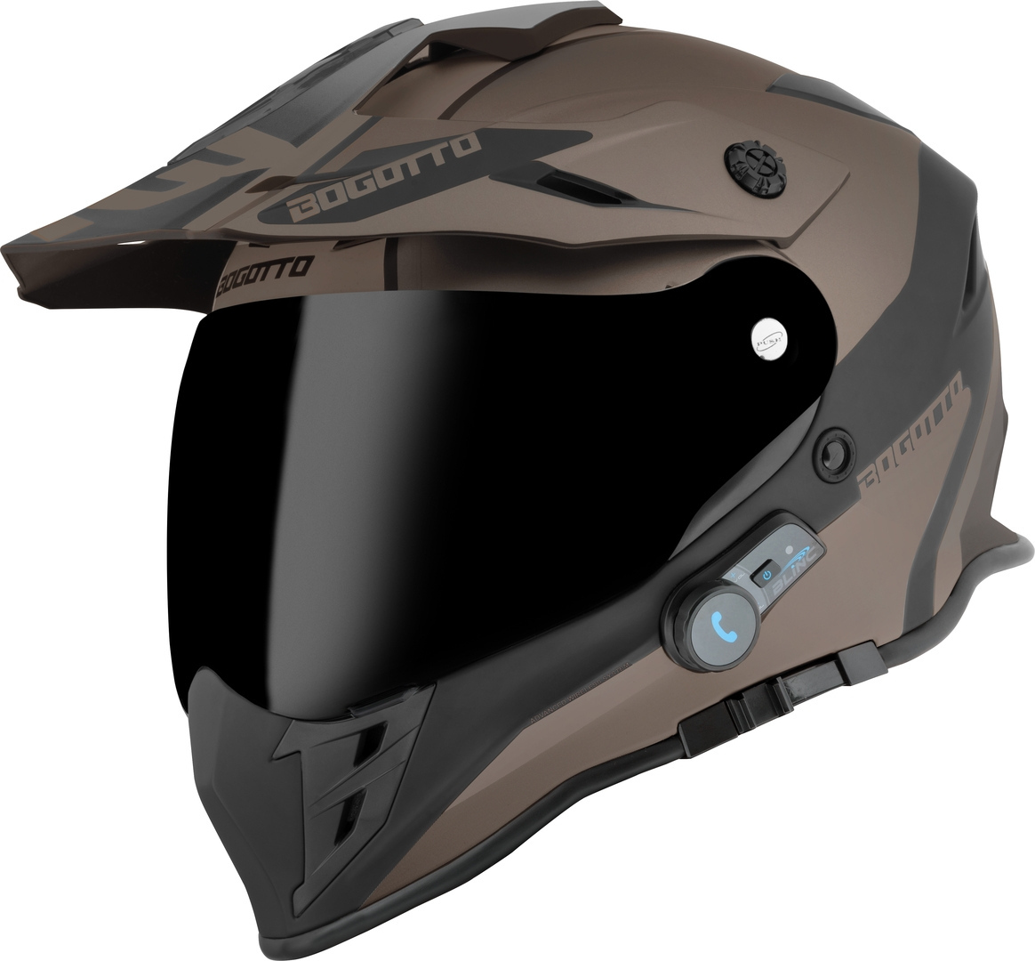 Bogotto H331 BT Tour EVO Bluetooth Enduro hjelm, sort-brun, størrelse L