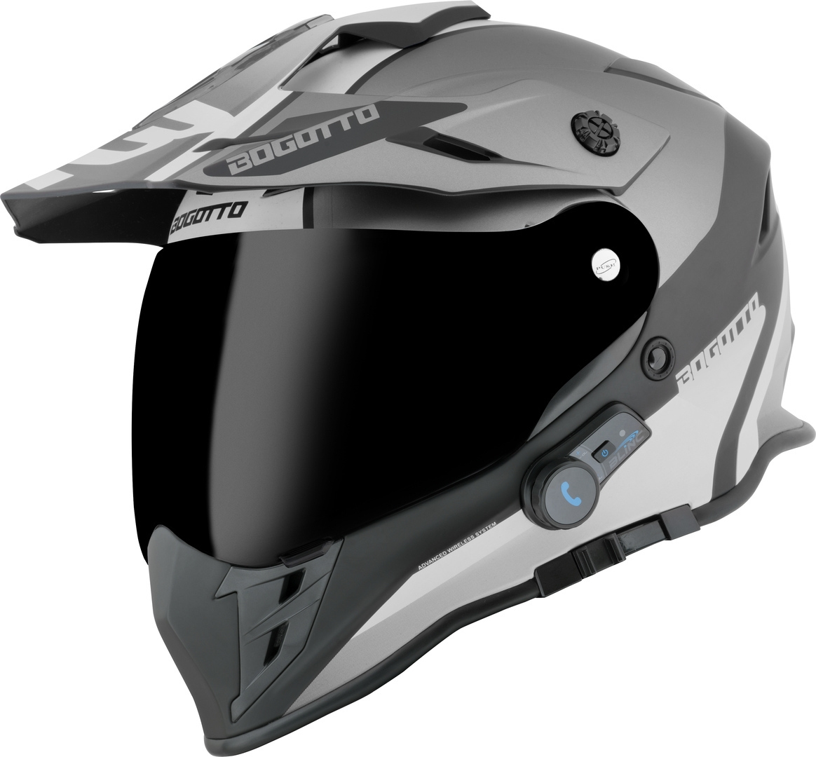 Bogotto H331 BT Tour EVO Bluetooth Enduro Helm, zwart-grijs, afmeting XS